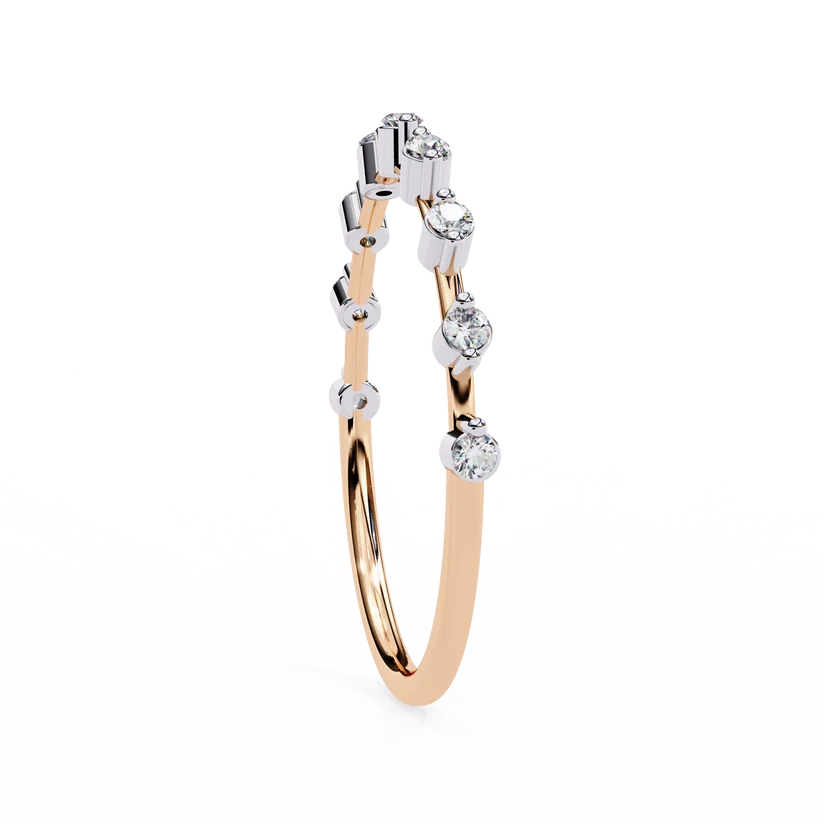 Elegant Diamond Station Gold Band Ring