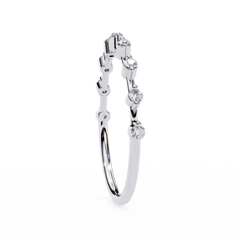 Elegant Diamond Station Gold Band Ring