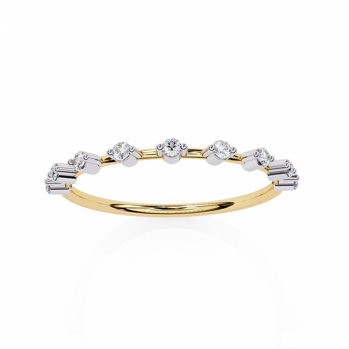 Elegant Diamond Station Gold Band Ring