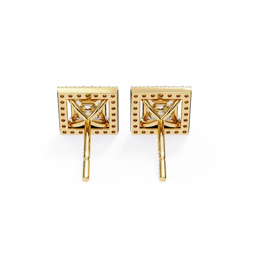 Aurelia Princess-Cut Diamond Halo Stud Earrings ✨