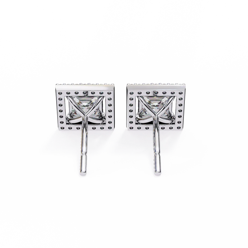 Aurelia Princess-Cut Diamond Halo Stud Earrings ✨