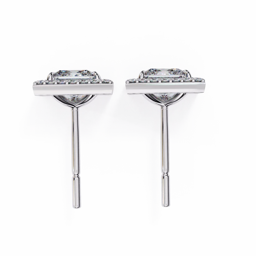 Aurelia Princess-Cut Diamond Halo Stud Earrings ✨