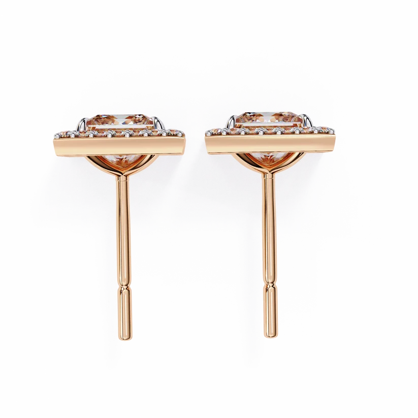 Aurelia Princess-Cut Diamond Halo Stud Earrings ✨