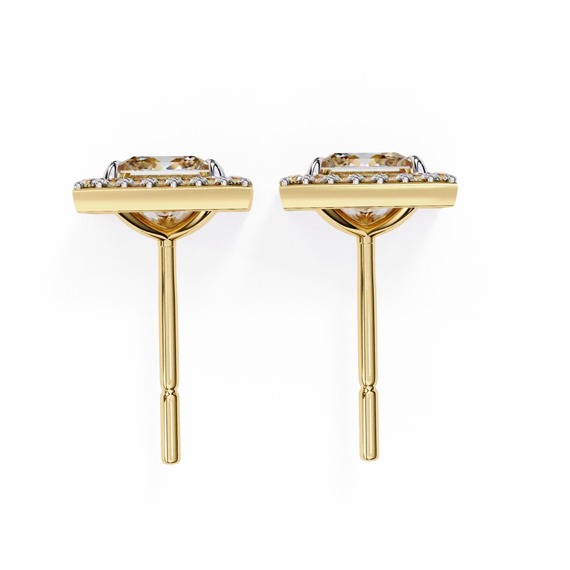Aurelia Princess-Cut Diamond Halo Stud Earrings ✨