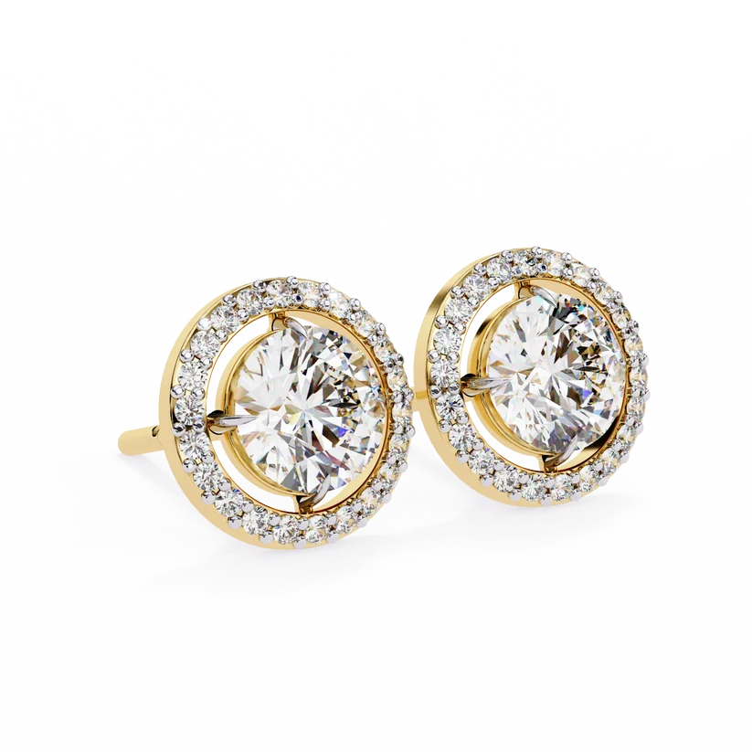 Aurelia Round Brilliant-Cut Diamond Halo Stud Earrings ✨