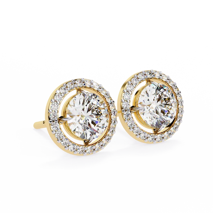 Aurelia Round Brilliant-Cut Diamond Halo Stud Earrings ✨