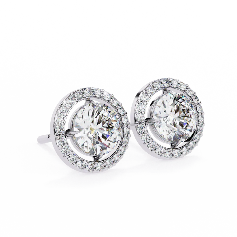 Aurelia Round Brilliant-Cut Diamond Halo Stud Earrings ✨