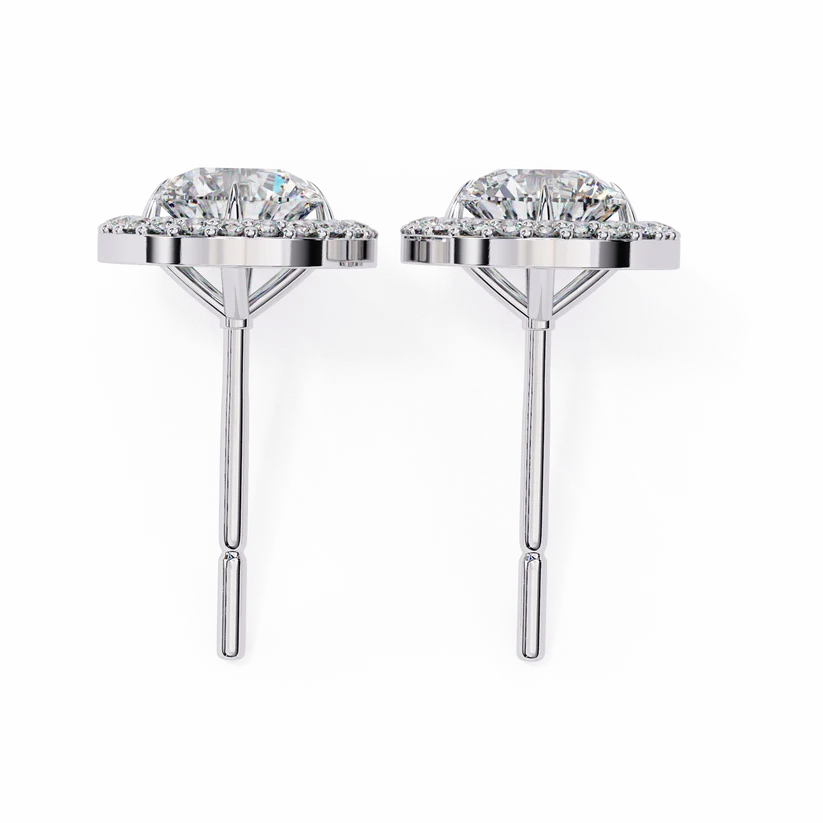 Aurelia Round Brilliant-Cut Diamond Halo Stud Earrings ✨