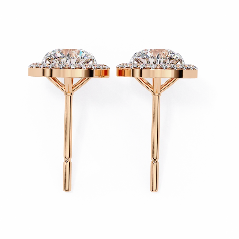 Aurelia Round Brilliant-Cut Diamond Halo Stud Earrings ✨