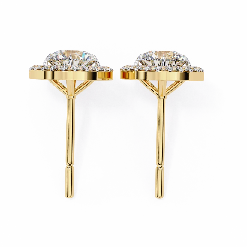 Aurelia Round Brilliant-Cut Diamond Halo Stud Earrings ✨