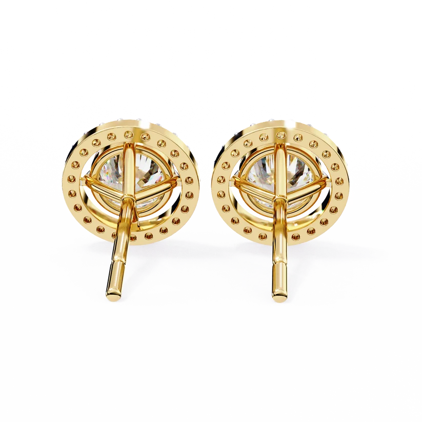 Aurelia Round Brilliant-Cut Diamond Halo Stud Earrings ✨