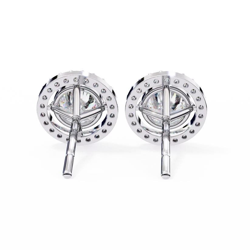 Aurelia Round Brilliant-Cut Diamond Halo Stud Earrings ✨