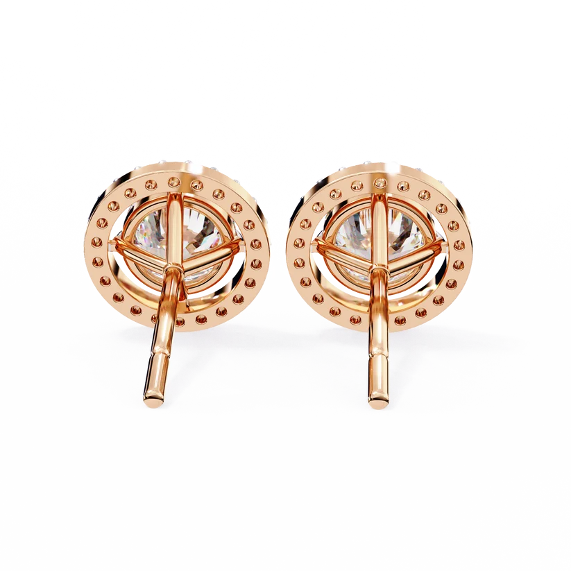 Aurelia Round Brilliant-Cut Diamond Halo Stud Earrings ✨
