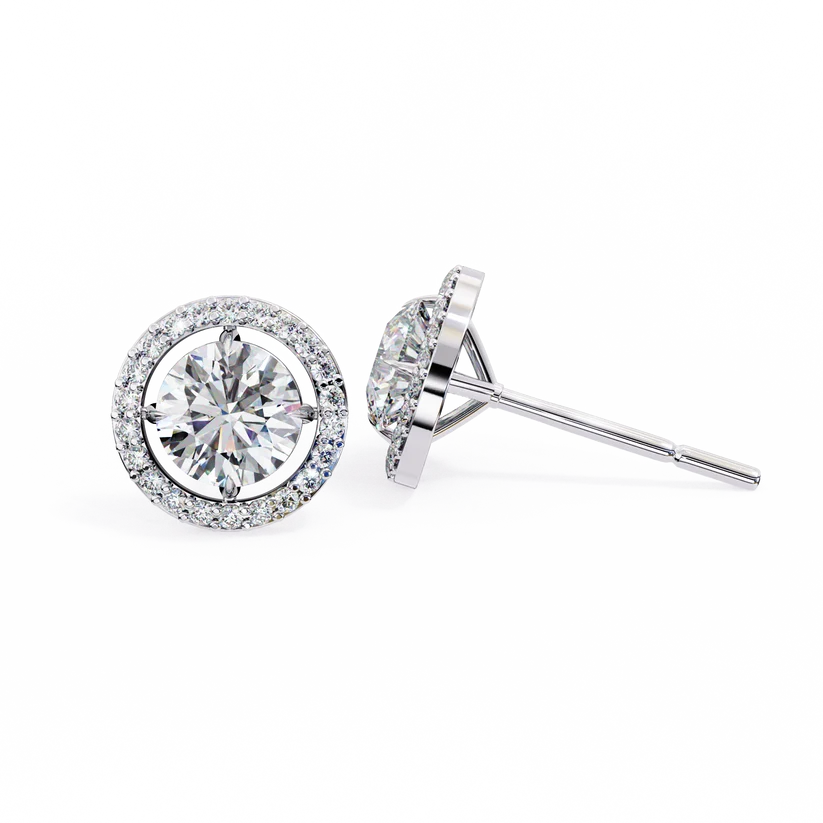 Aurelia Round Brilliant-Cut Diamond Halo Stud Earrings ✨