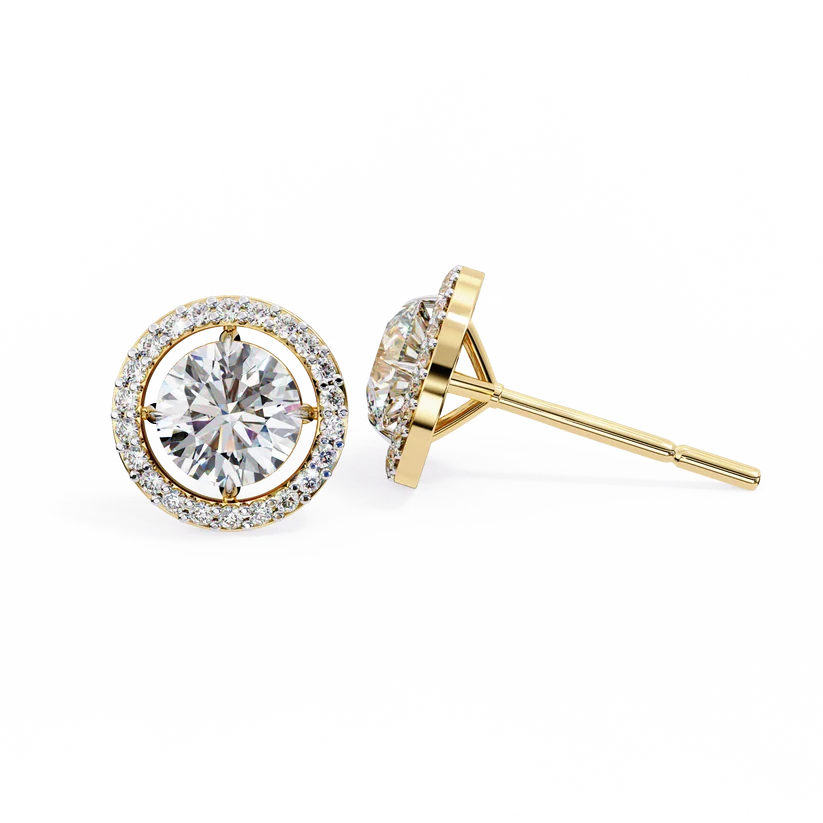 Aurelia Round Brilliant-Cut Diamond Halo Stud Earrings ✨