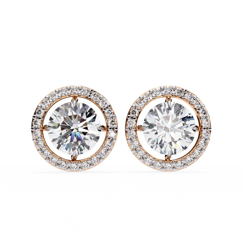 Aurelia Round Brilliant-Cut Diamond Halo Stud Earrings ✨
