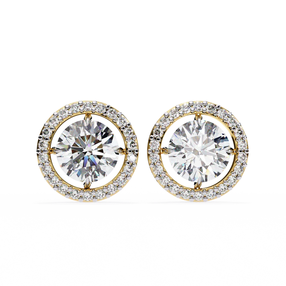 Aurelia Round Brilliant-Cut Diamond Halo Stud Earrings ✨