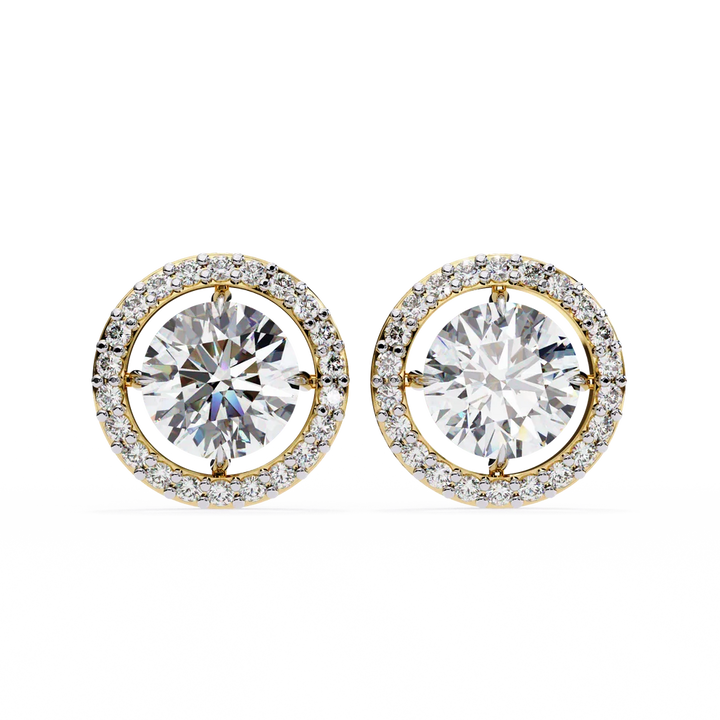 Aurelia Round Brilliant-Cut Diamond Halo Stud Earrings ✨