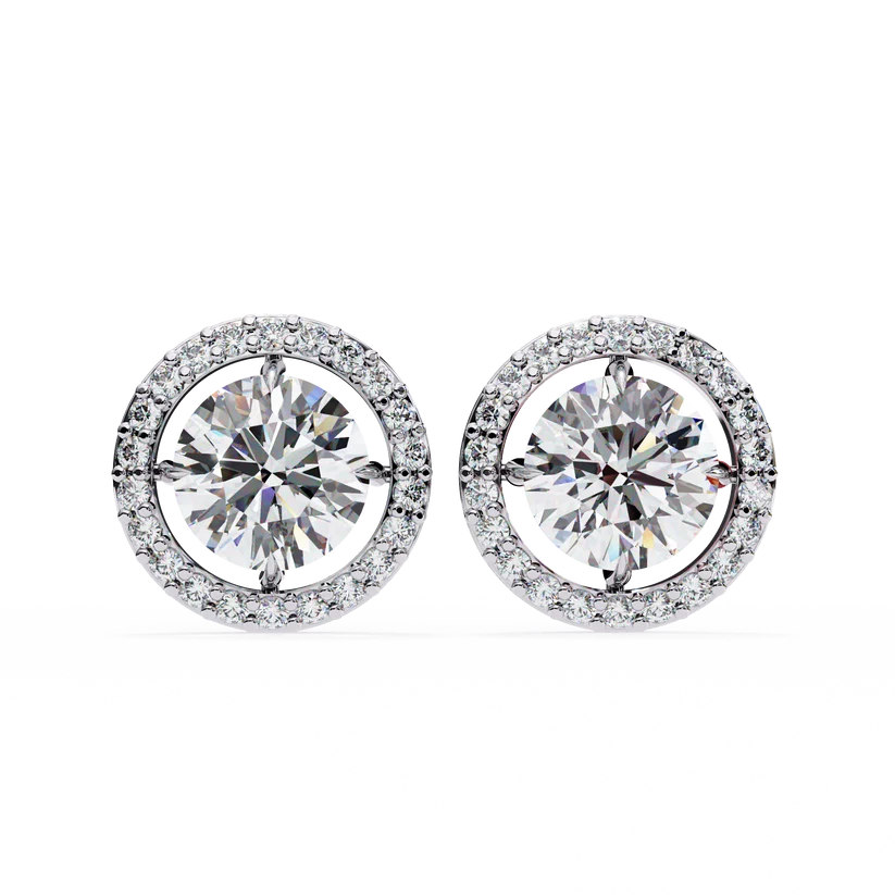 Aurelia Round Brilliant-Cut Diamond Halo Stud Earrings ✨