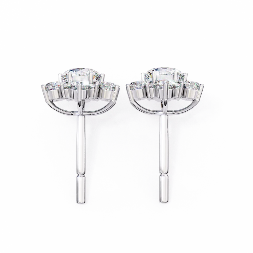 Floral Diamond Cluster Stud Earrings – Brilliant Gold Blossom Earrings