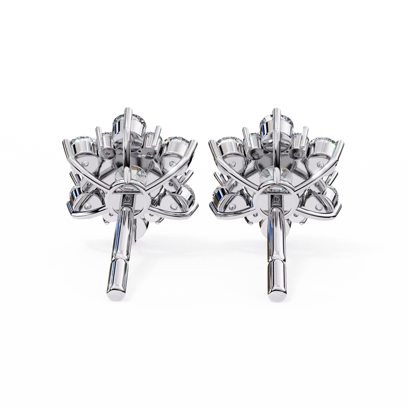Floral Diamond Cluster Stud Earrings – Brilliant Gold Blossom Earrings