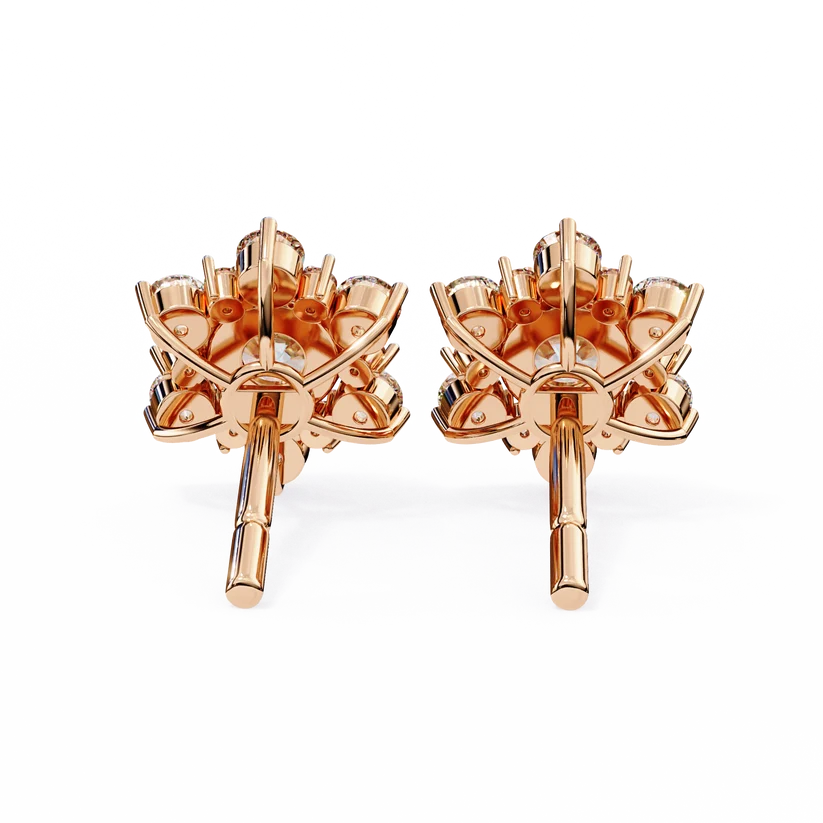 Floral Diamond Cluster Stud Earrings – Brilliant Gold Blossom Earrings