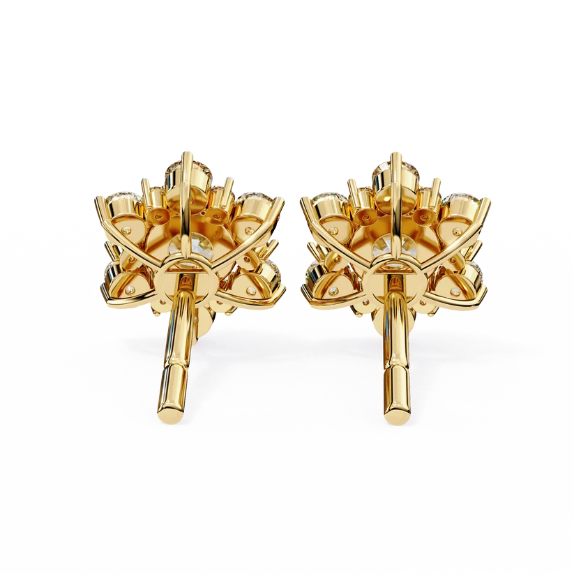 Floral Diamond Cluster Stud Earrings – Brilliant Gold Blossom Earrings