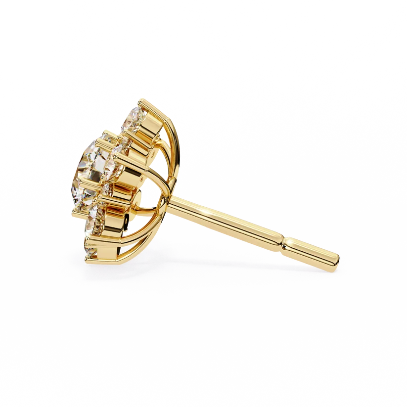 Floral Diamond Cluster Stud Earrings – Brilliant Gold Blossom Earrings