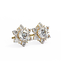 Floral Diamond Cluster Stud Earrings – Brilliant Gold Blossom Earrings