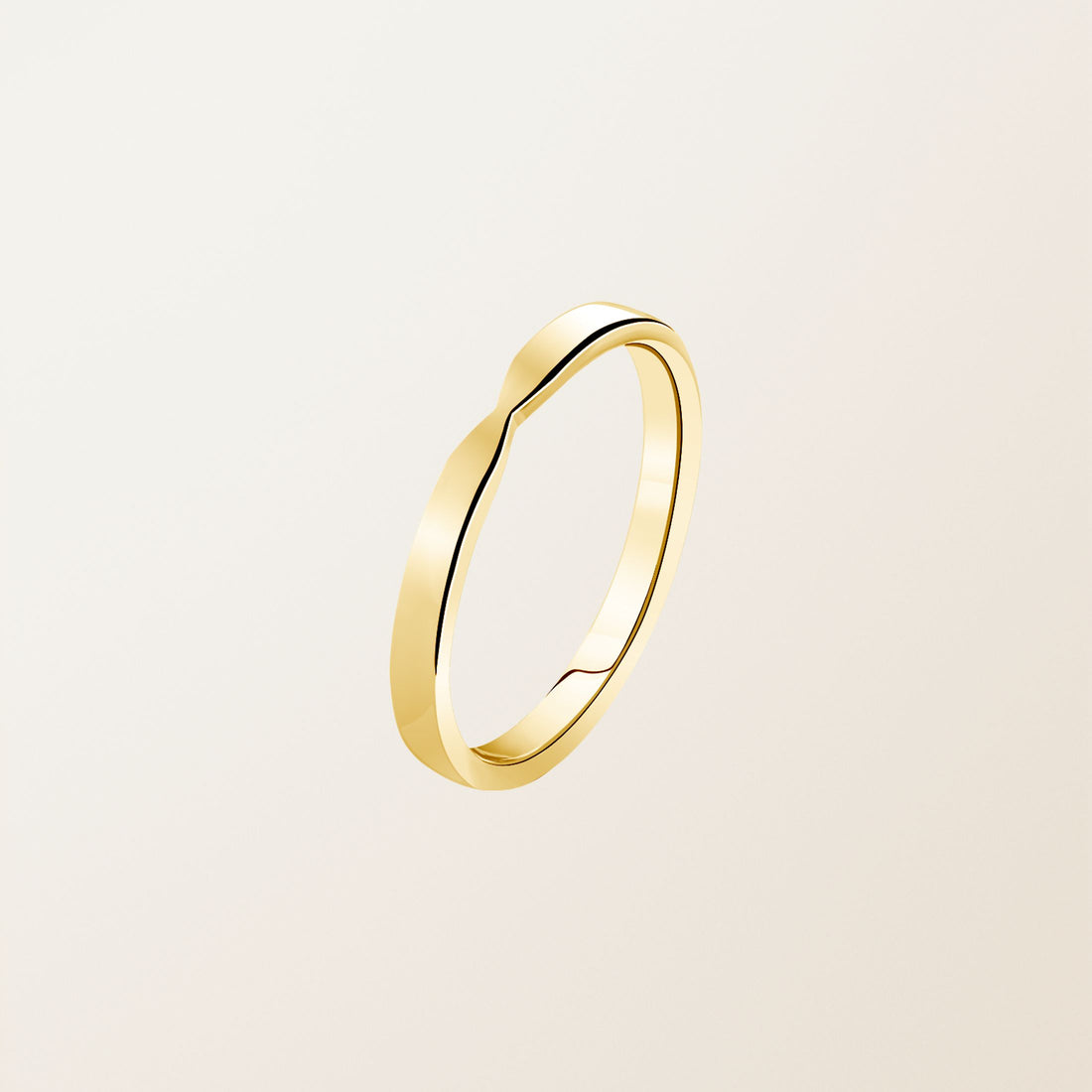 Wave Organic Plain Wedding Band in Yellow Gold