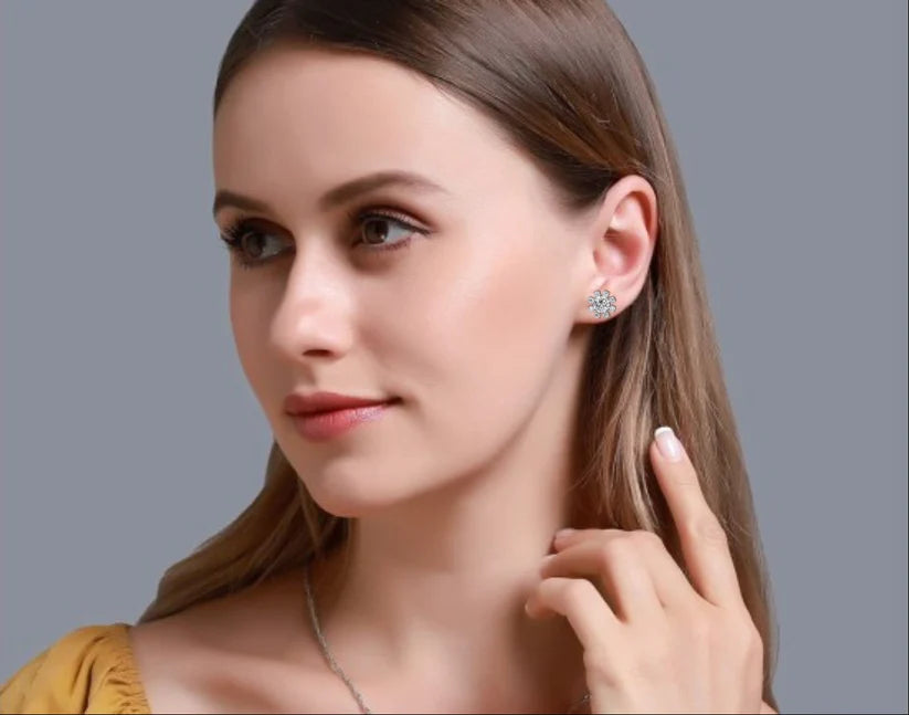 Radiant Diamond Burst Cluster Stud Earrings in Gold