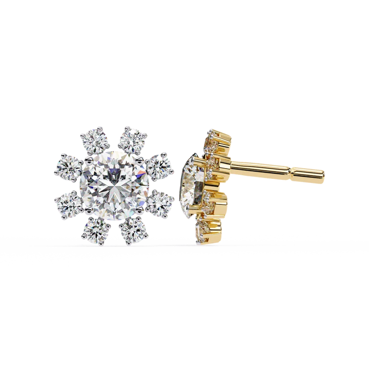 Radiant Diamond Burst Cluster Stud Earrings in Gold