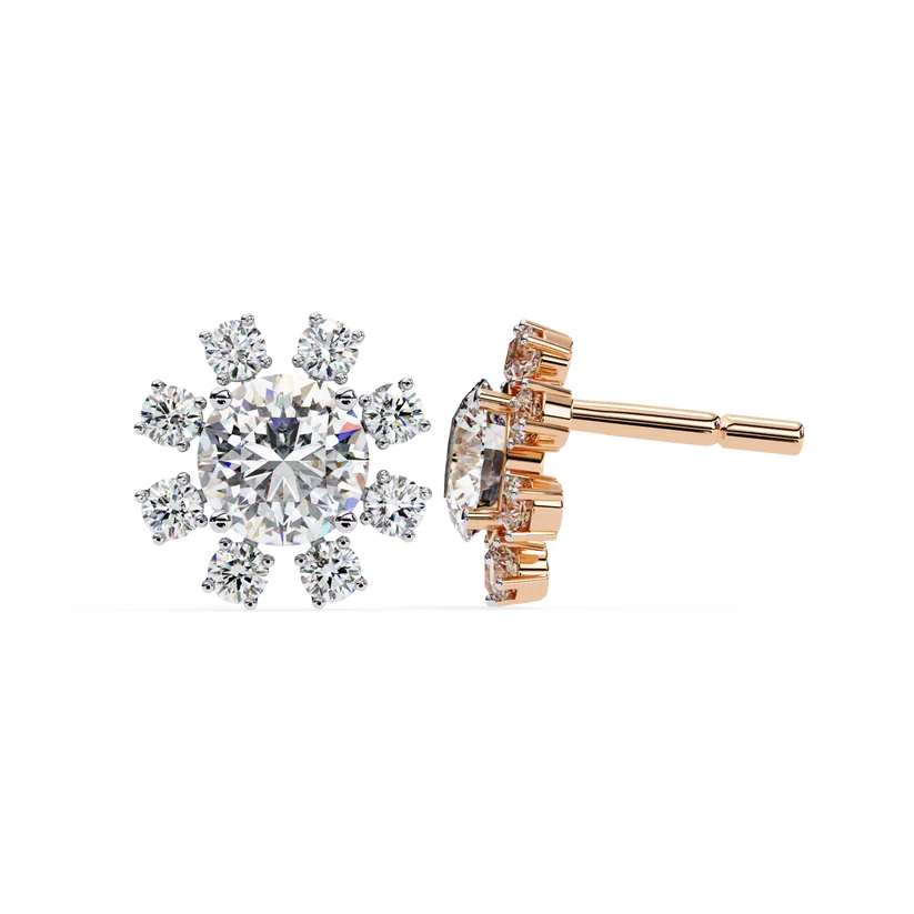 Radiant Diamond Burst Cluster Stud Earrings in Gold