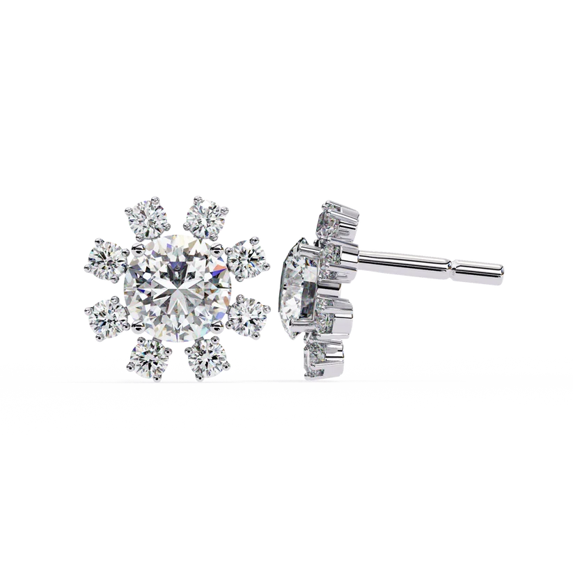 Radiant Diamond Burst Cluster Stud Earrings in Gold