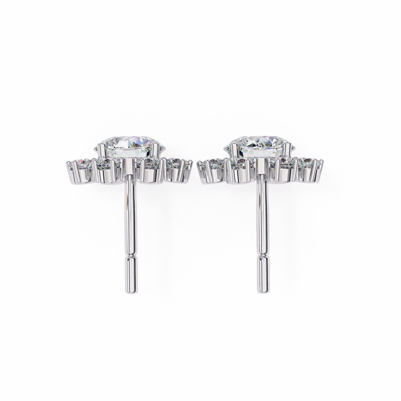 Radiant Diamond Burst Cluster Stud Earrings in Gold