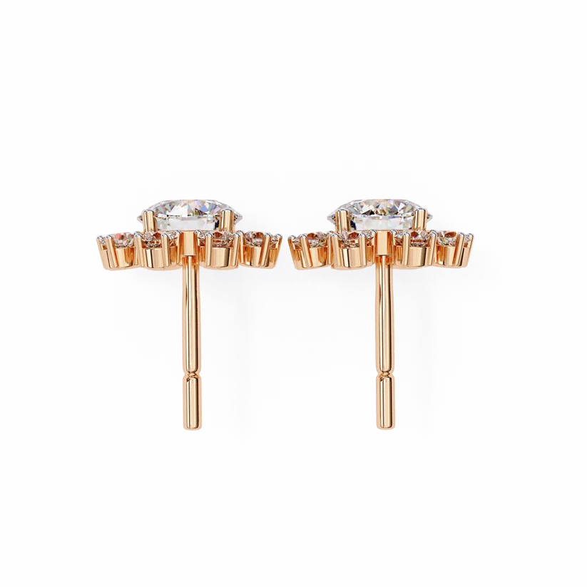 Radiant Diamond Burst Cluster Stud Earrings in Gold