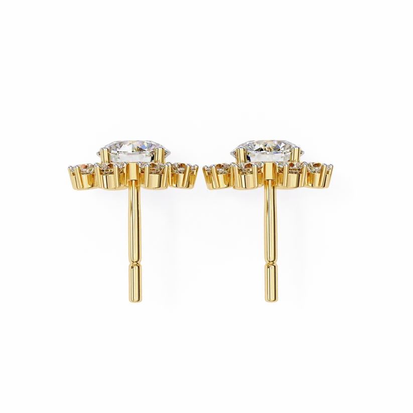 Radiant Diamond Burst Cluster Stud Earrings in Gold