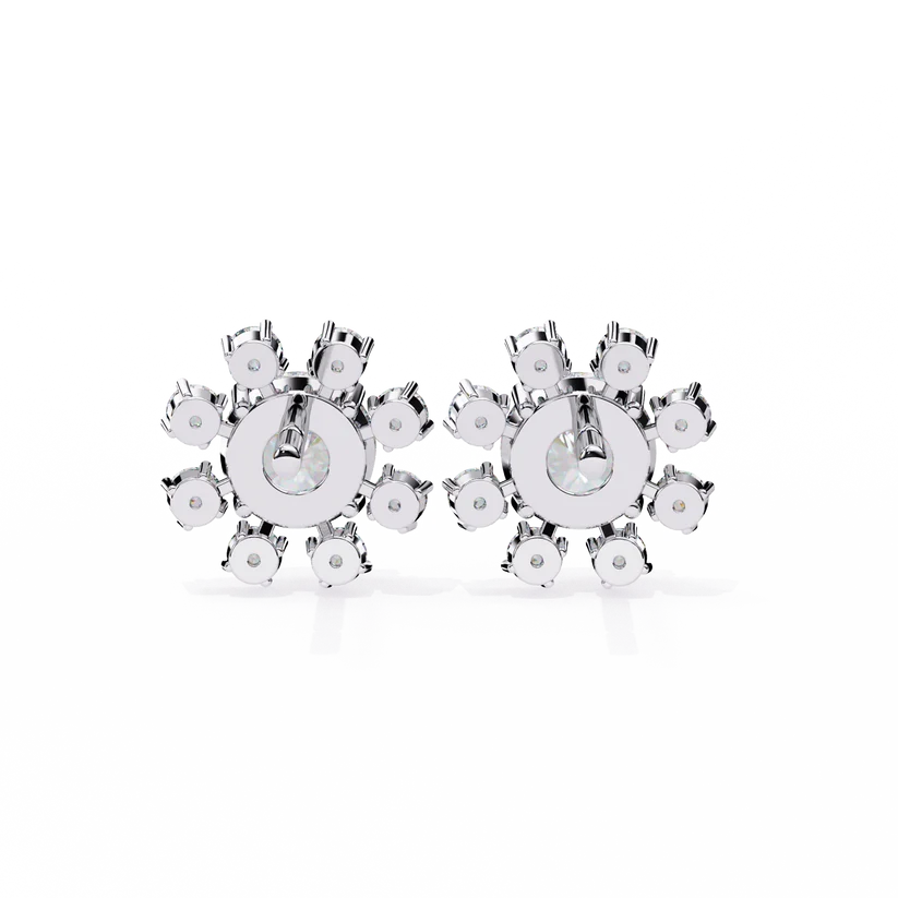 Radiant Diamond Burst Cluster Stud Earrings in Gold