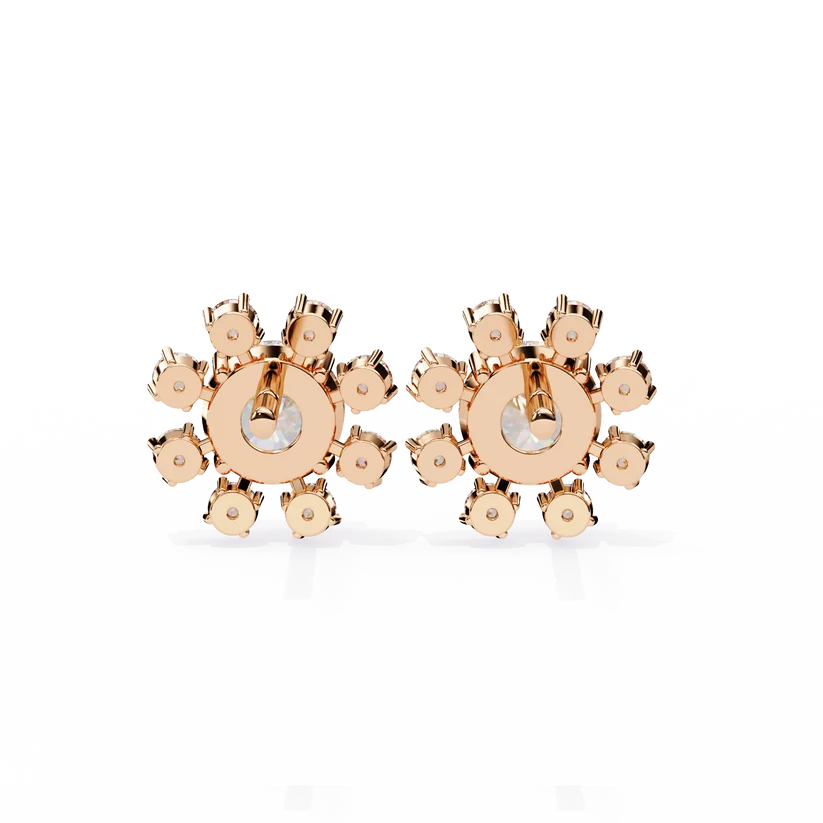 Radiant Diamond Burst Cluster Stud Earrings in Gold