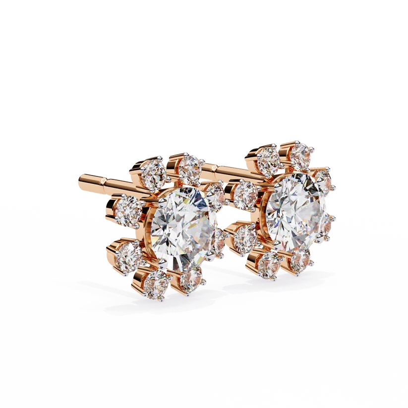 Radiant Diamond Burst Cluster Stud Earrings in Gold