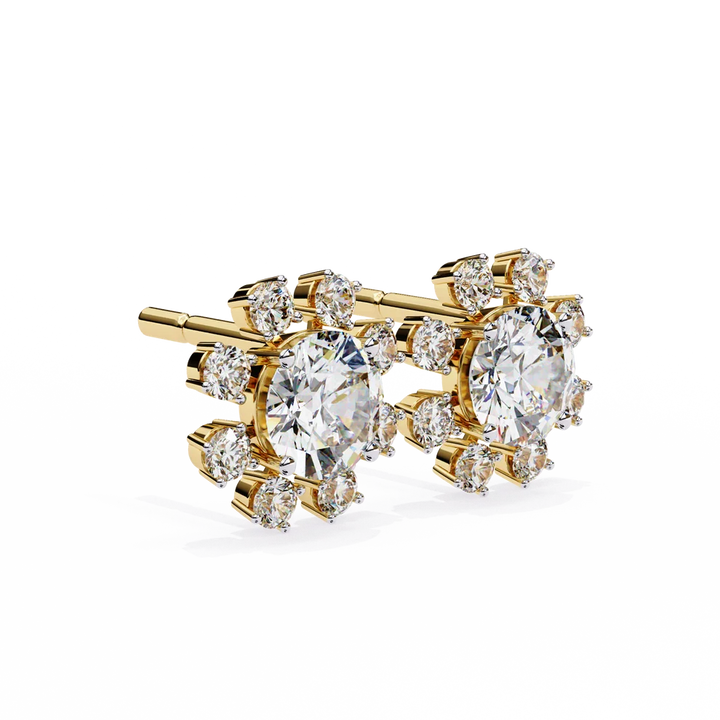 Radiant Diamond Burst Cluster Stud Earrings in Gold