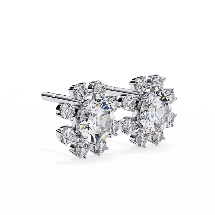Radiant Diamond Burst Cluster Stud Earrings in Gold