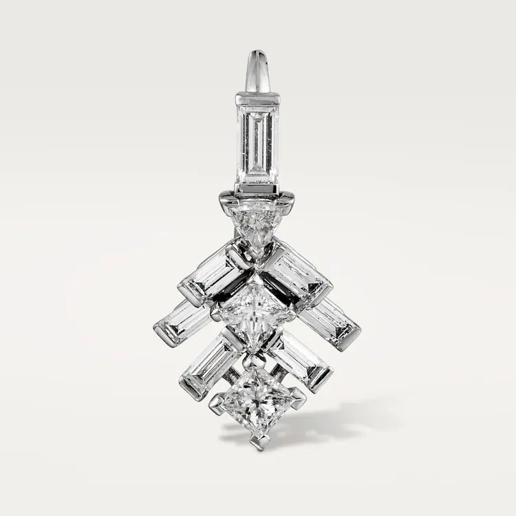 Celestial Baguette, Princess & Trillion Diamond Drop Earrings