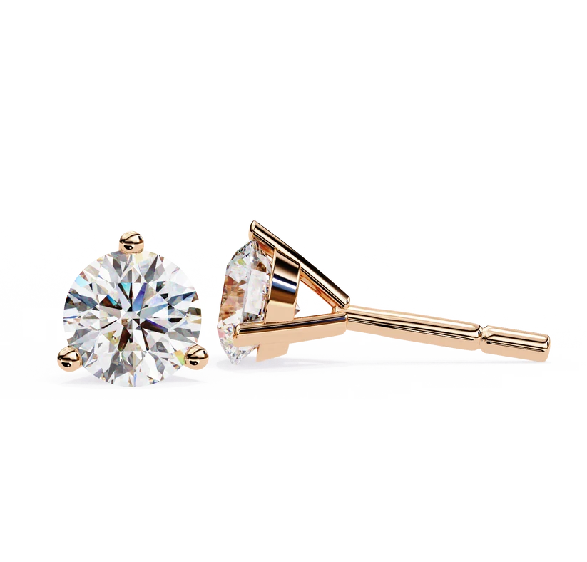 Classic Round Brilliant Diamond Solitaire Stud Earrings in Gold