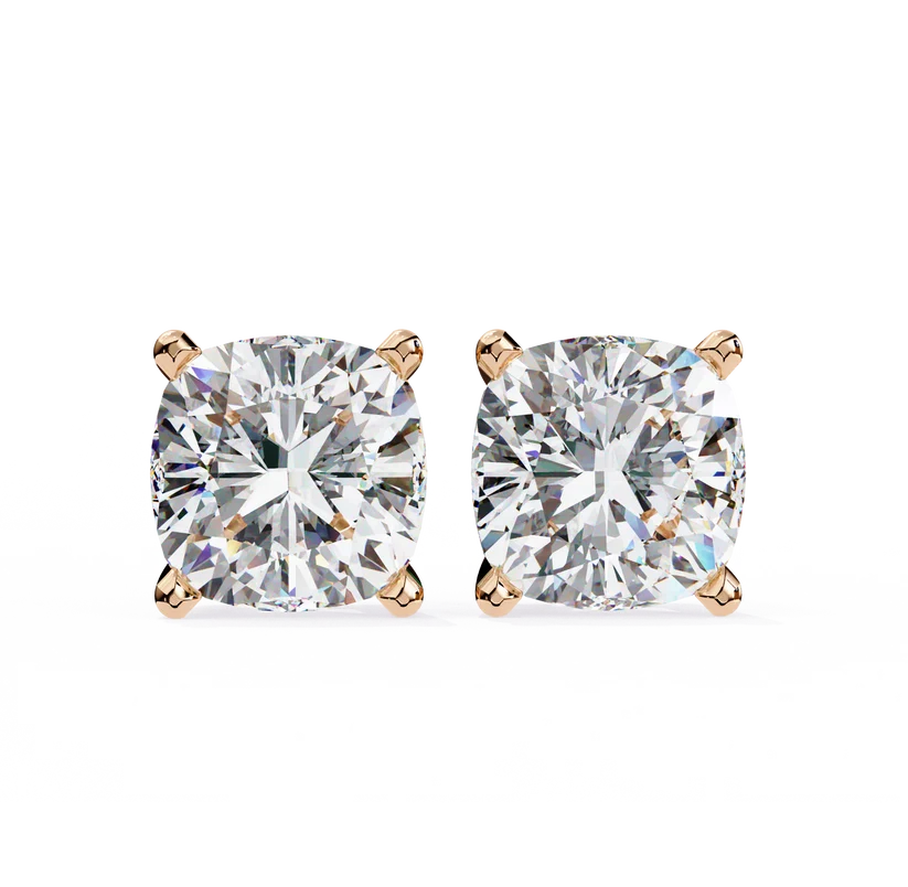 Aurelia Cushion-Cut Diamond Solitaire Stud Earrings ✨