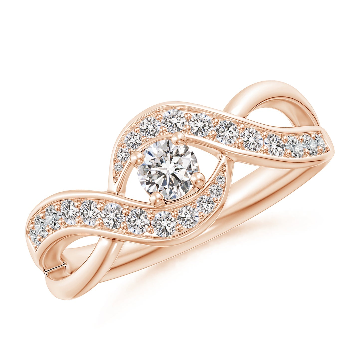 Solitaire Swirl Pavé Diamond Promise Ring