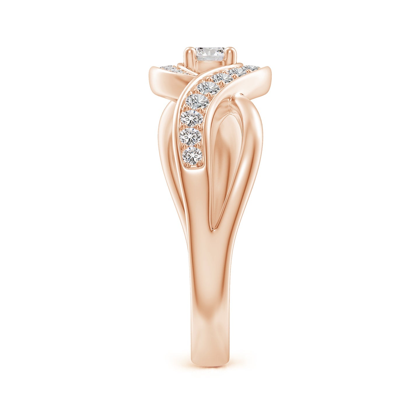 Solitaire Swirl Pavé Diamond Promise Ring