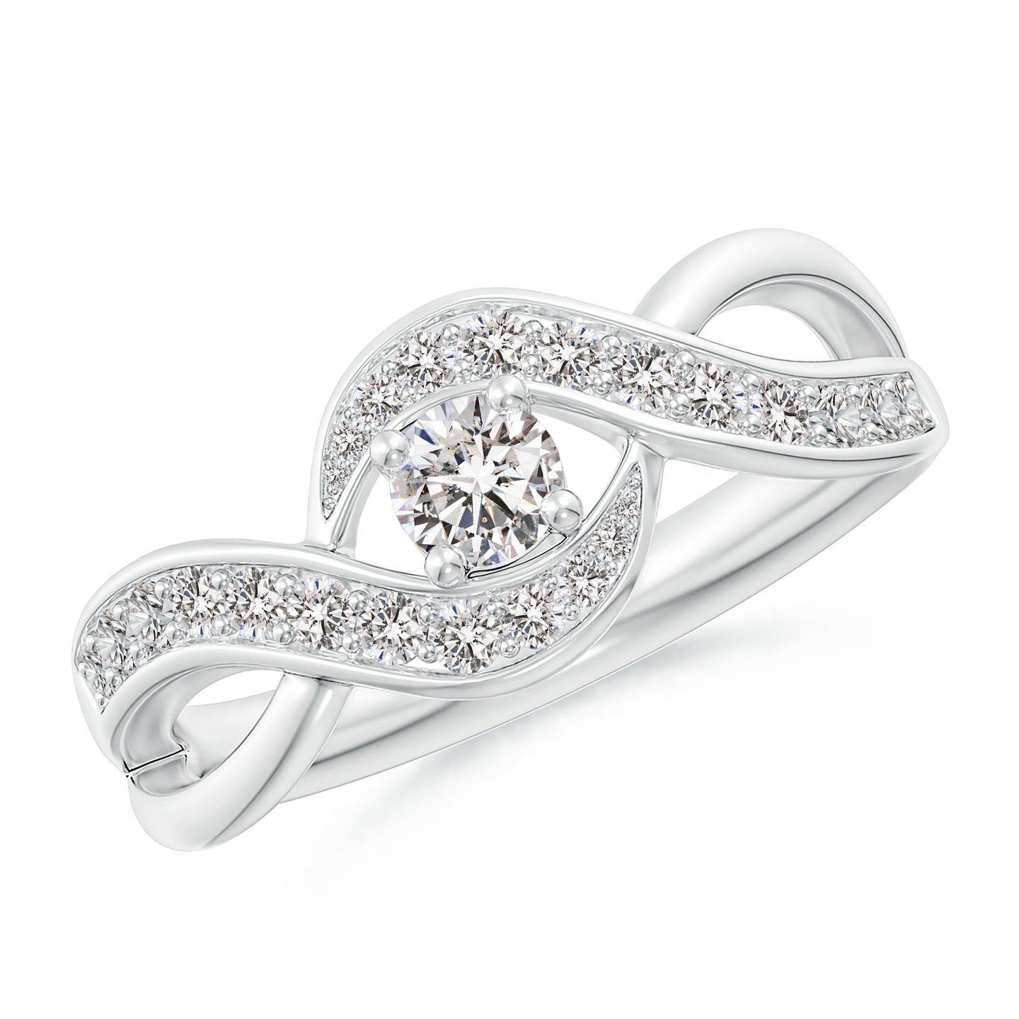 Solitaire Swirl Pavé Diamond Promise Ring