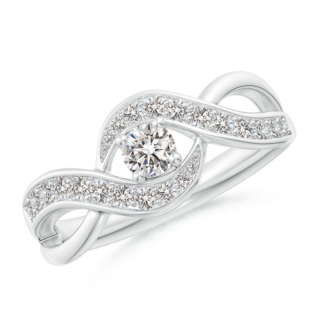 Solitaire Swirl Pavé Diamond Promise Ring