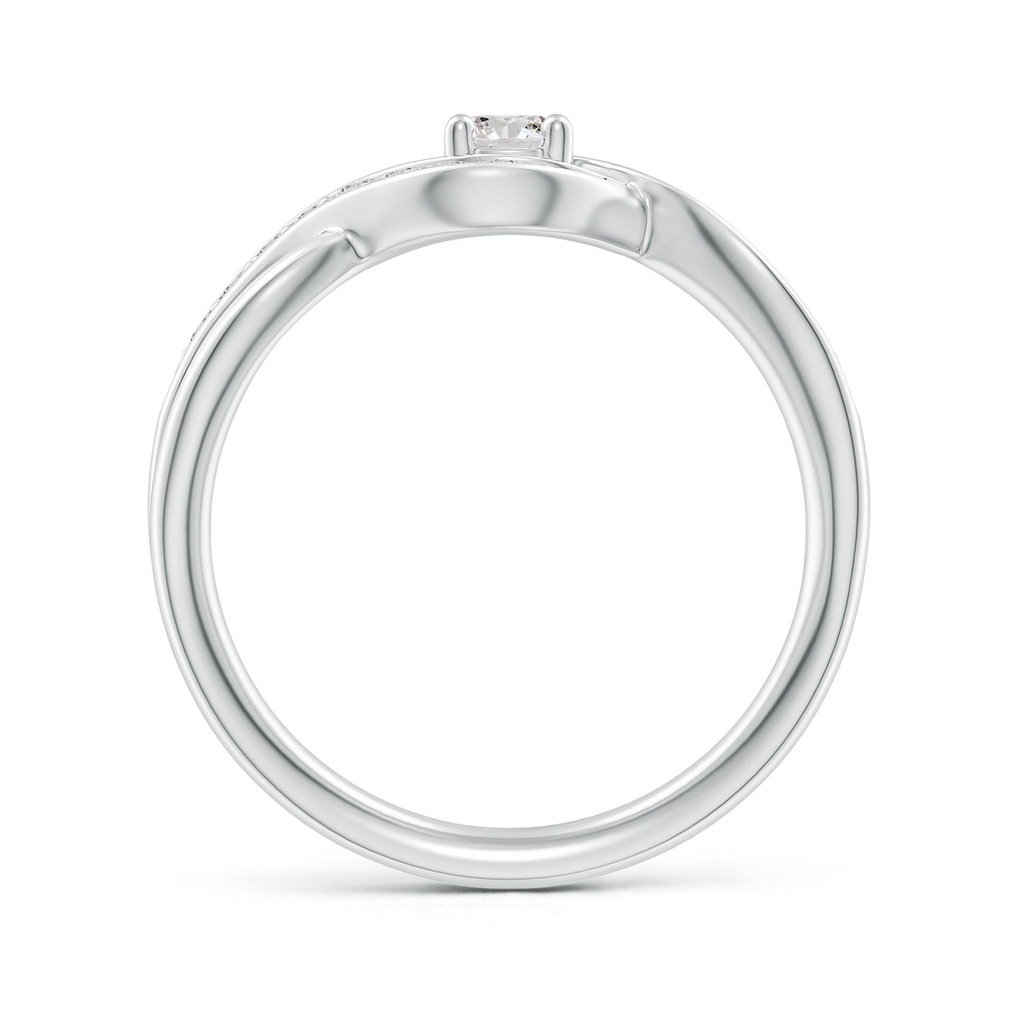 Solitaire Swirl Pavé Diamond Promise Ring